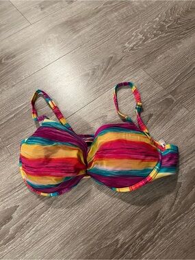 Nygard Colorful rainbow Striped Bikini Top - Vibrant Multi. 14D/ 34D